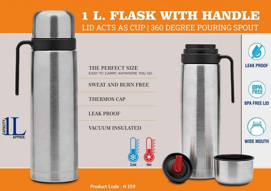 Stainless Steel (Straight Water Bottle) - 750ml | Durable Design, Easy To Clean, Suitable For Hot And Cold Beverages, Versatile Mug And Bottle Combo